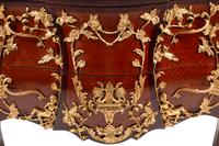 A Louis XV Style Gilt Bronze Mounted Parquetry Marble-Top Commode After the Model by Charles Cressent