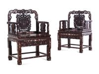 A Set of Chinese Rosewood and Mother-of-Pearl Inlaid Furniture