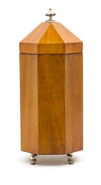A Silver Mounted Fruitwood Tea Caddy Height 12 inches. — MAITLAND-SMITH, 20TH CENTURY