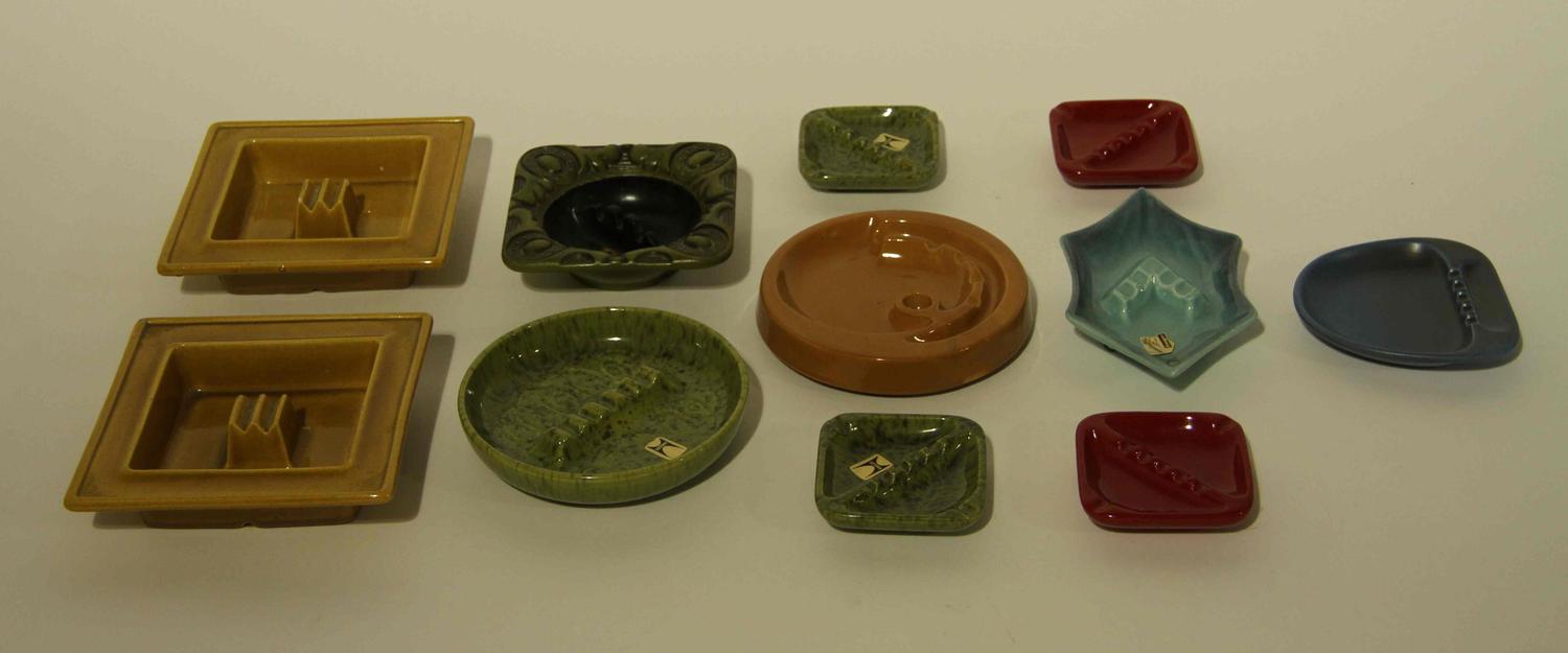 A Collection of Twenty-Three Haeger Pottery Ash Receivers Width of widest 7 7/8 inches.