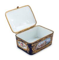 A Sèvres Style Gilt Metal Mounted Painted and Parcel Gilt Porcelain Table Casket