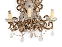 A Set of Four French Beaded Giltwood and Rock Crystal Sconces