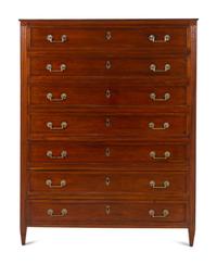 An Over-Sized Louis XVI Gilt Bronze Mounted Mahogany Semainier