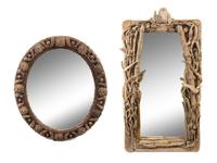 Two Rustic Style Wood Mirrors Largest 48 1/2 x 26 inches.