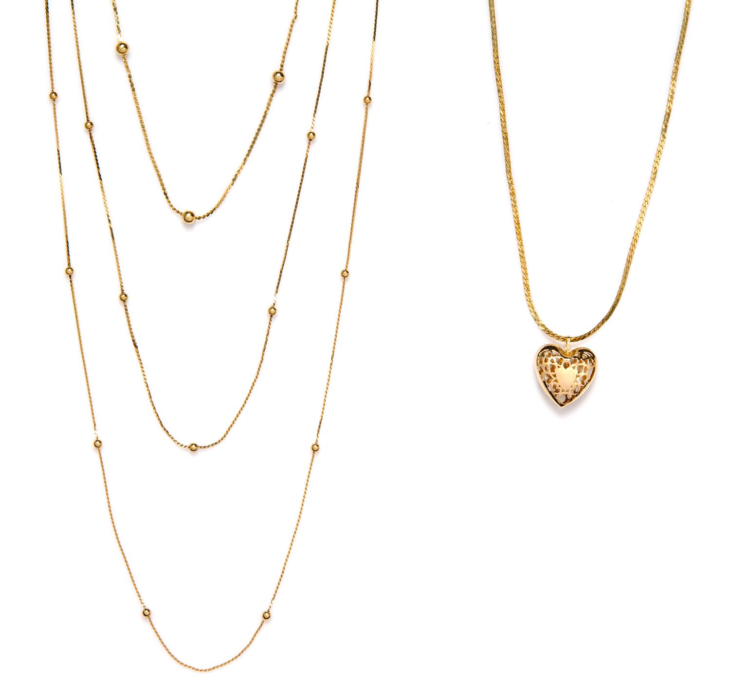 A Collection of 14 Karat Yellow Gold Necklace, 7.30 dwts.