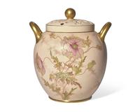 A Wedgwood Pink Glazed Queensware Potpourri Vase