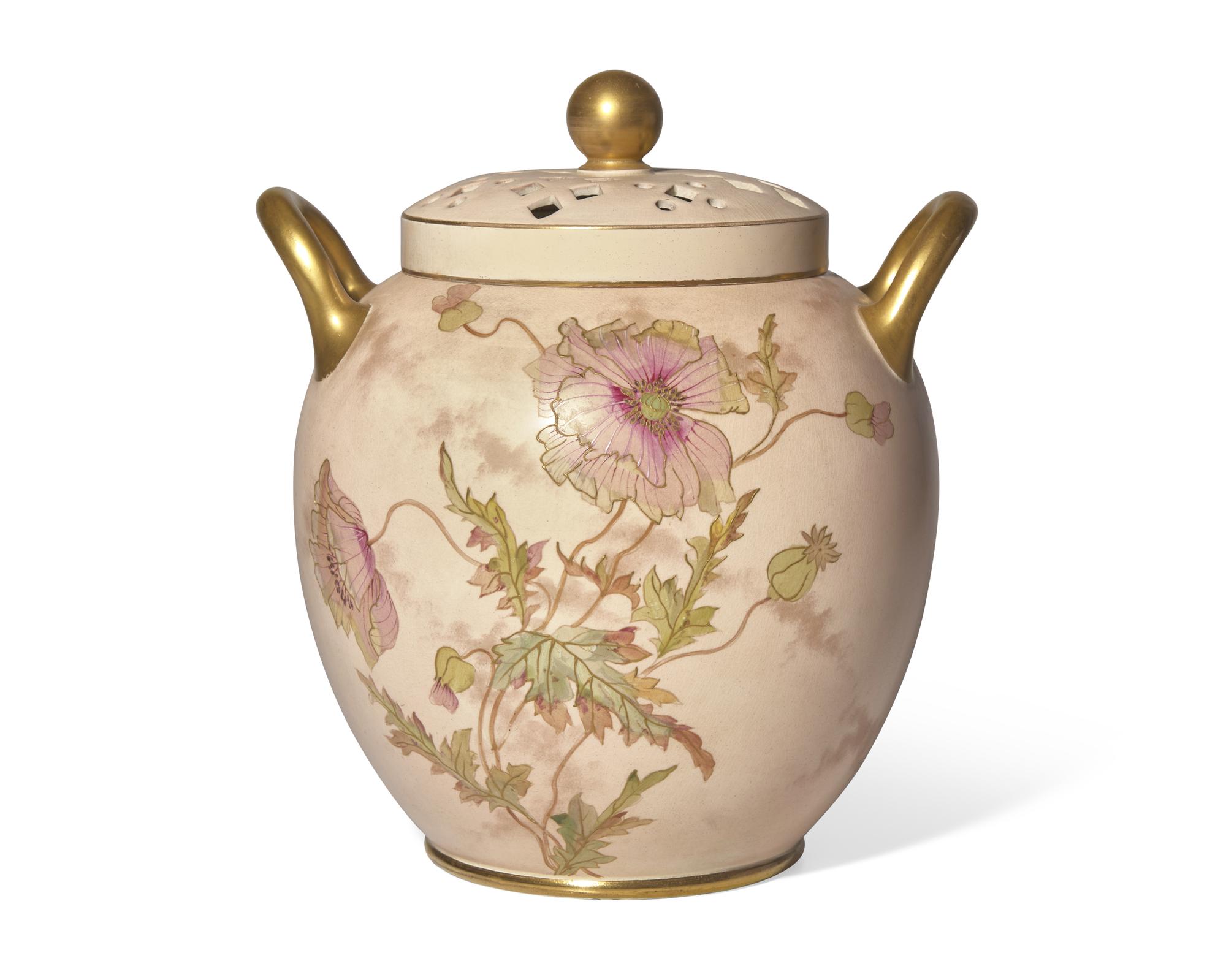 A Wedgwood Pink Glazed Queensware Potpourri Vase