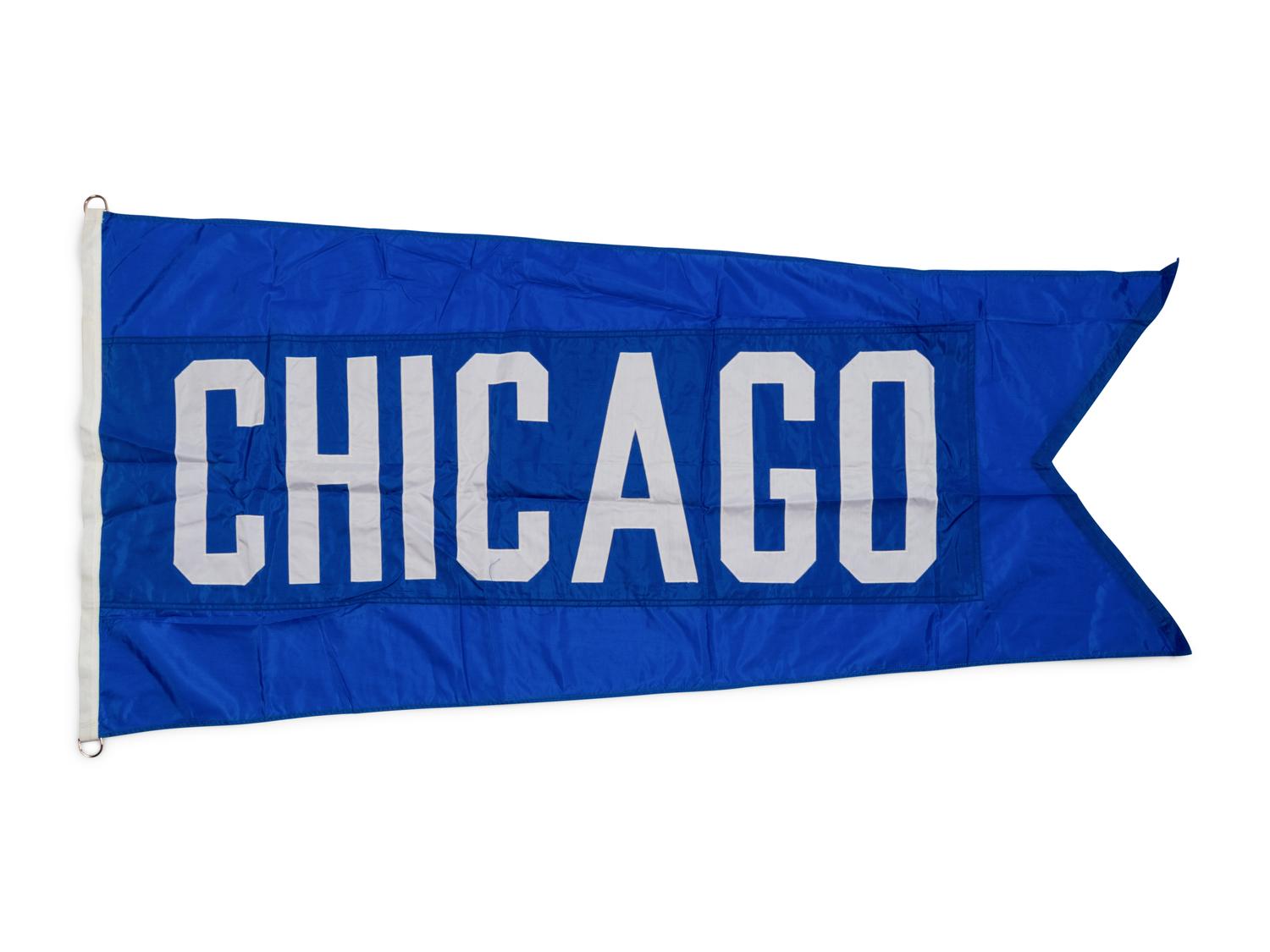 An Chicago Flag Once Flown on Wrigley Field Scoreboard Collected by Former Chicago Cubs Wrigley Field Head Scorekeeper,