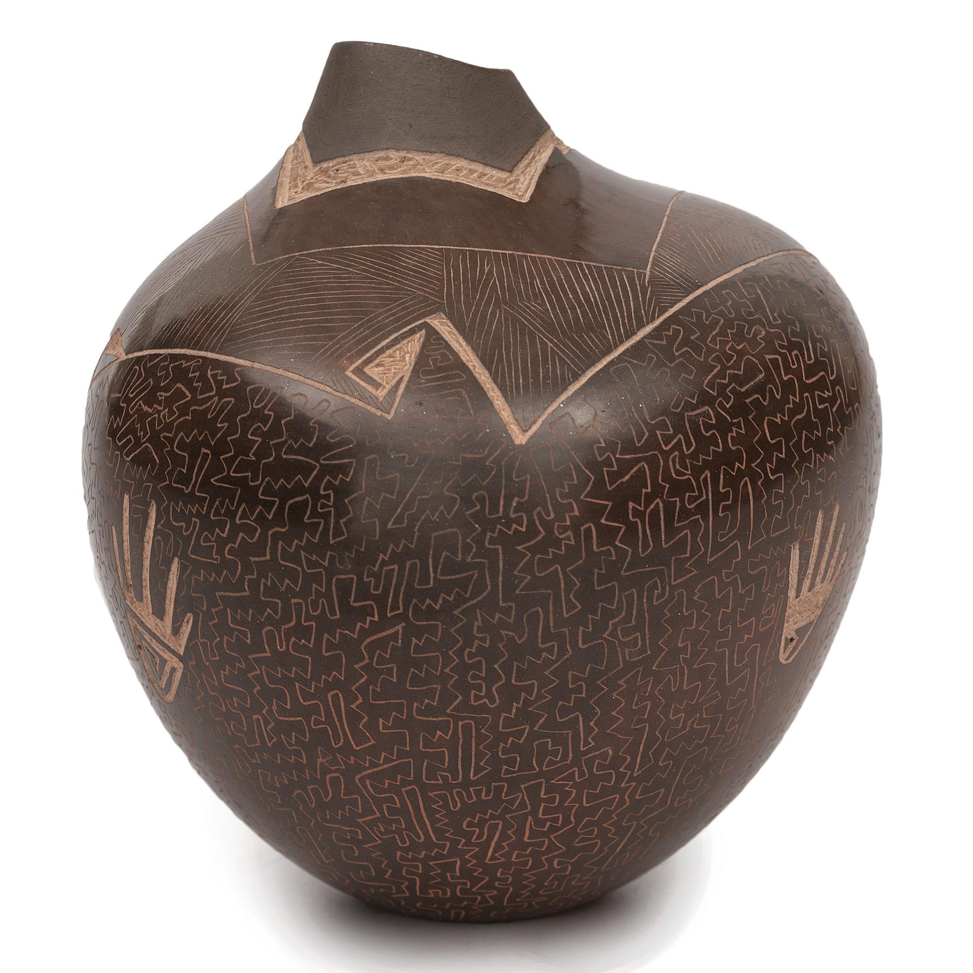 Sgraffito Pottery Jar