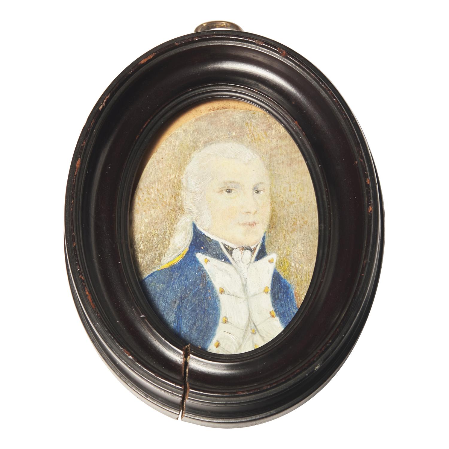 American School 18th Century, A Portrait Miniature of a Naval Officer
