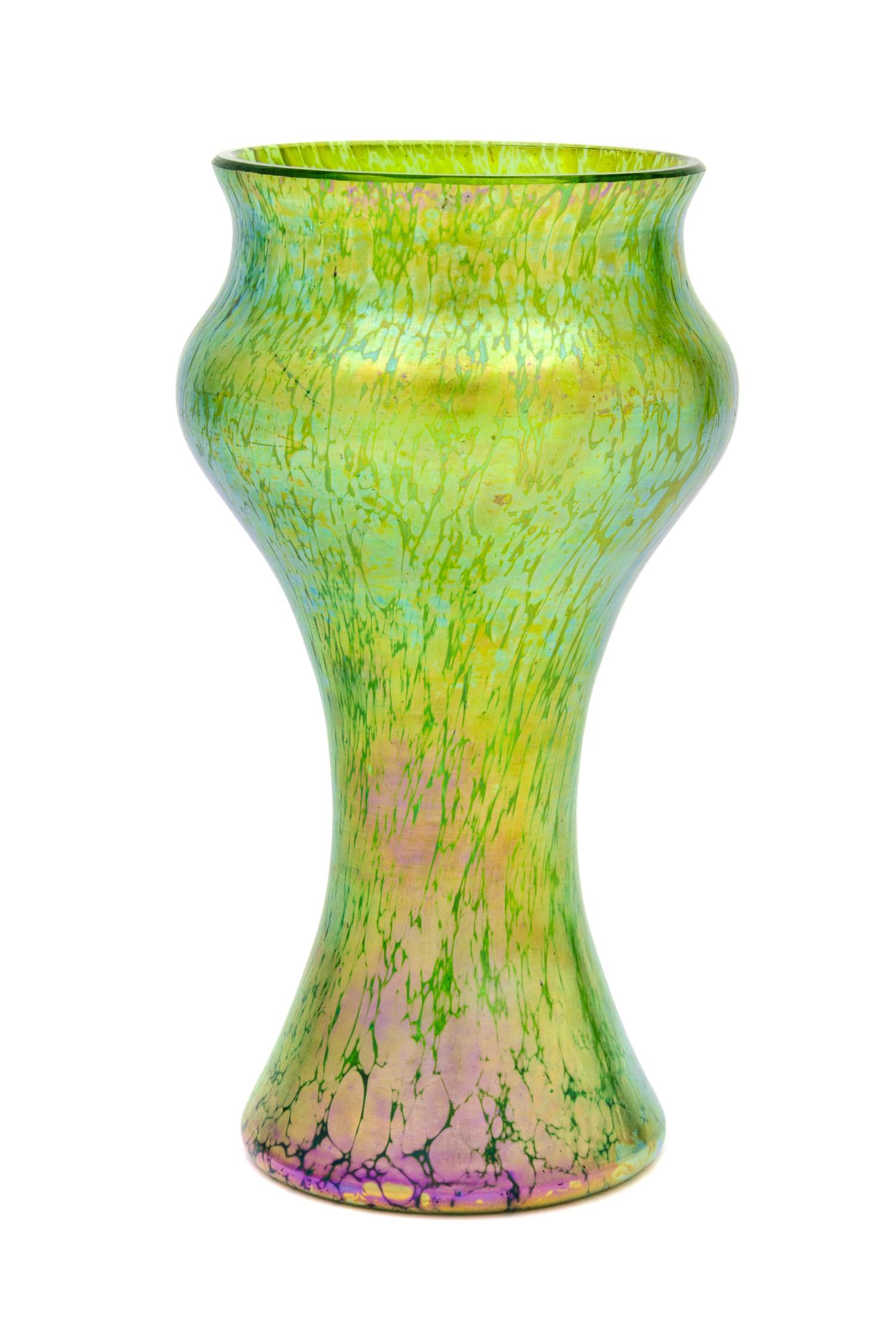 A Loetz Glass Vase Height 7 1/2 inches.