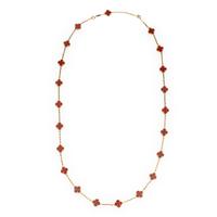 Van Cleef & Arpels, Carnelian and Yellow Gold 'Alhambra' Necklace