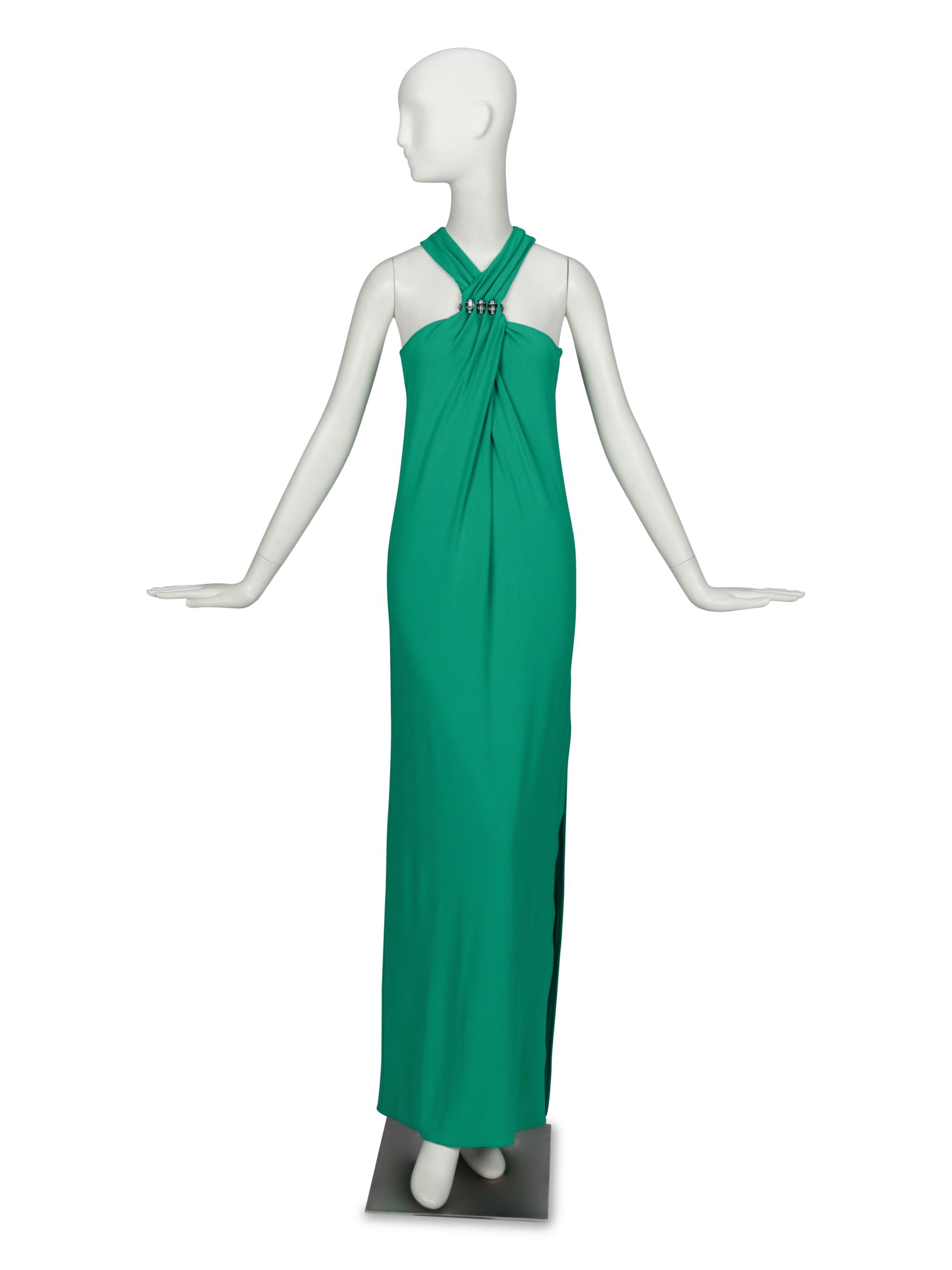 LANVIN, GREEN HALTER GOWN