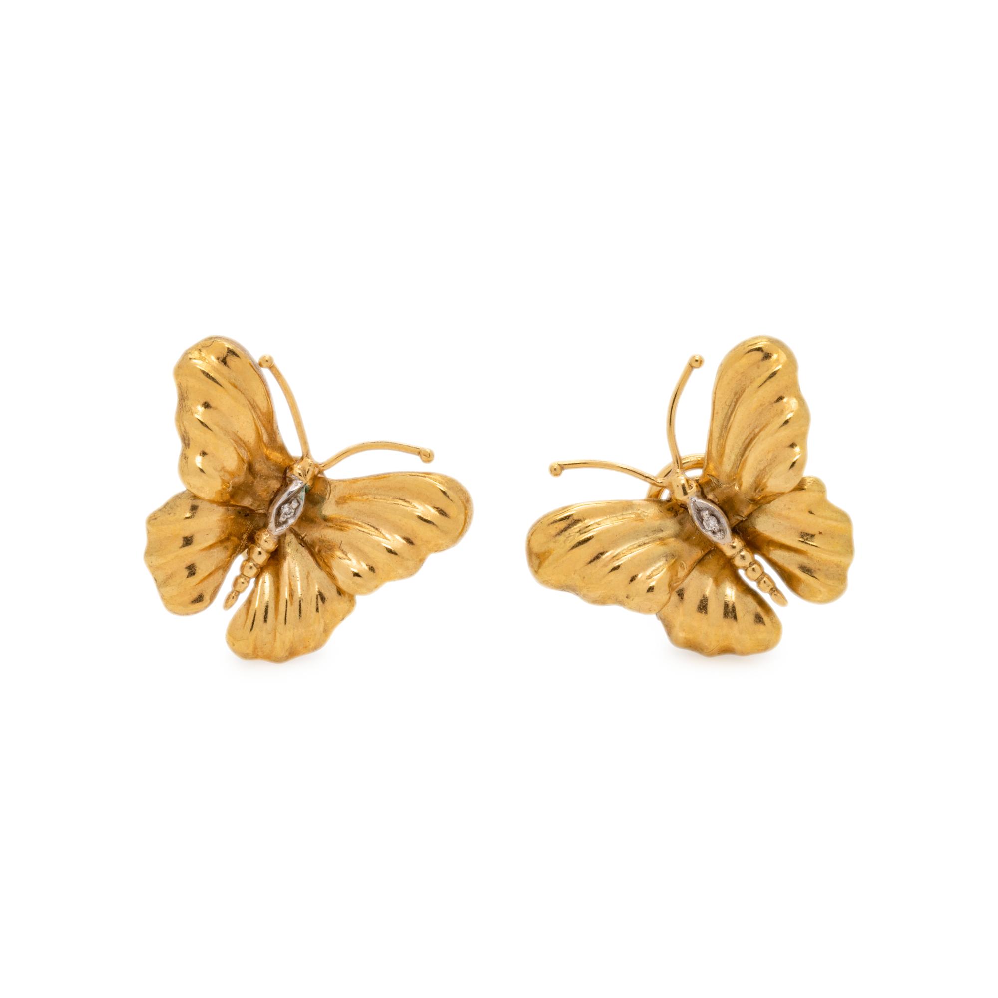 YELLOW GOLD BUTTERFLY EARCLIPS