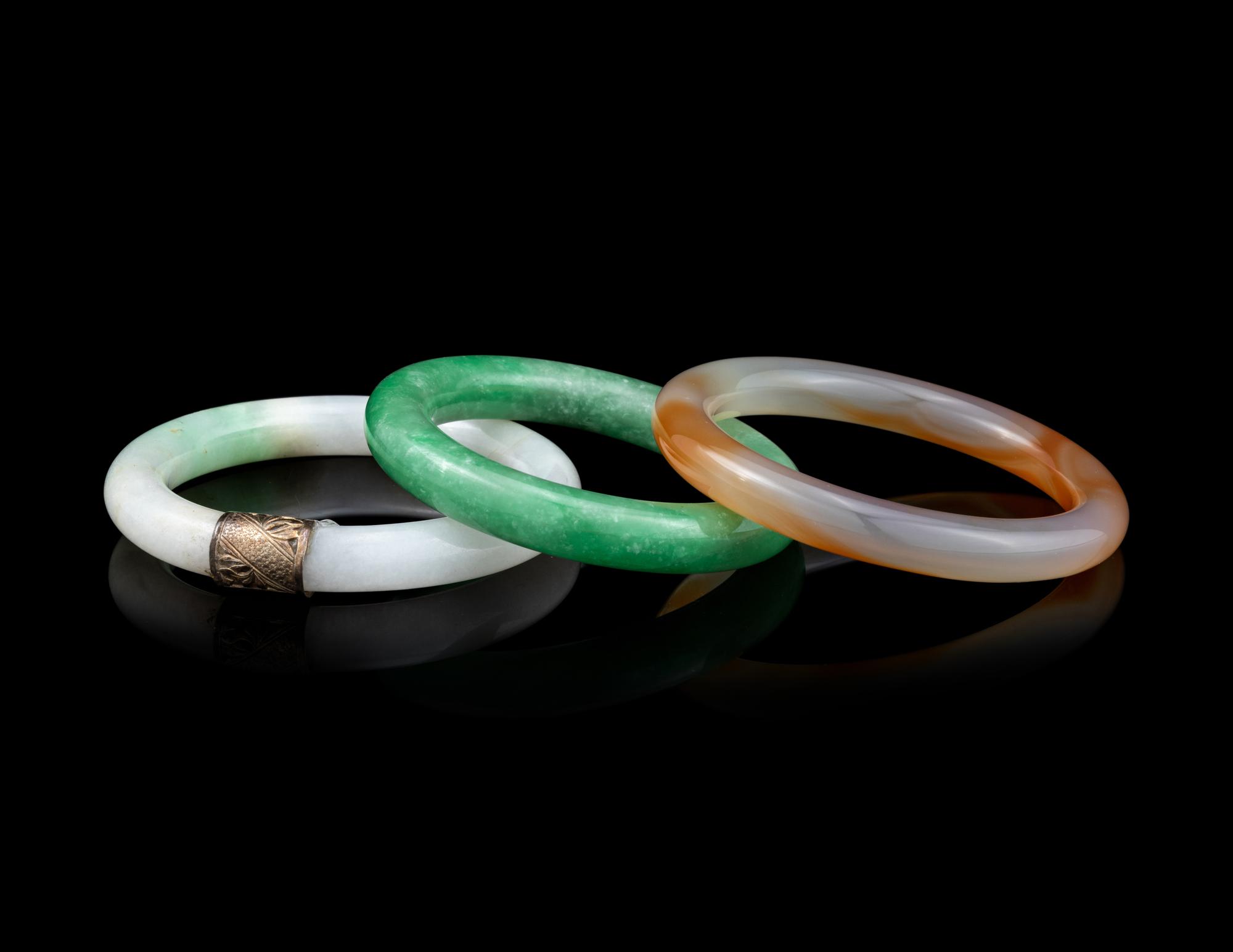 Three Chinese Hardstone Bangles
