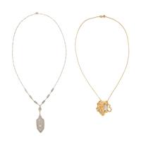 TWO GOLD NECKLACES
