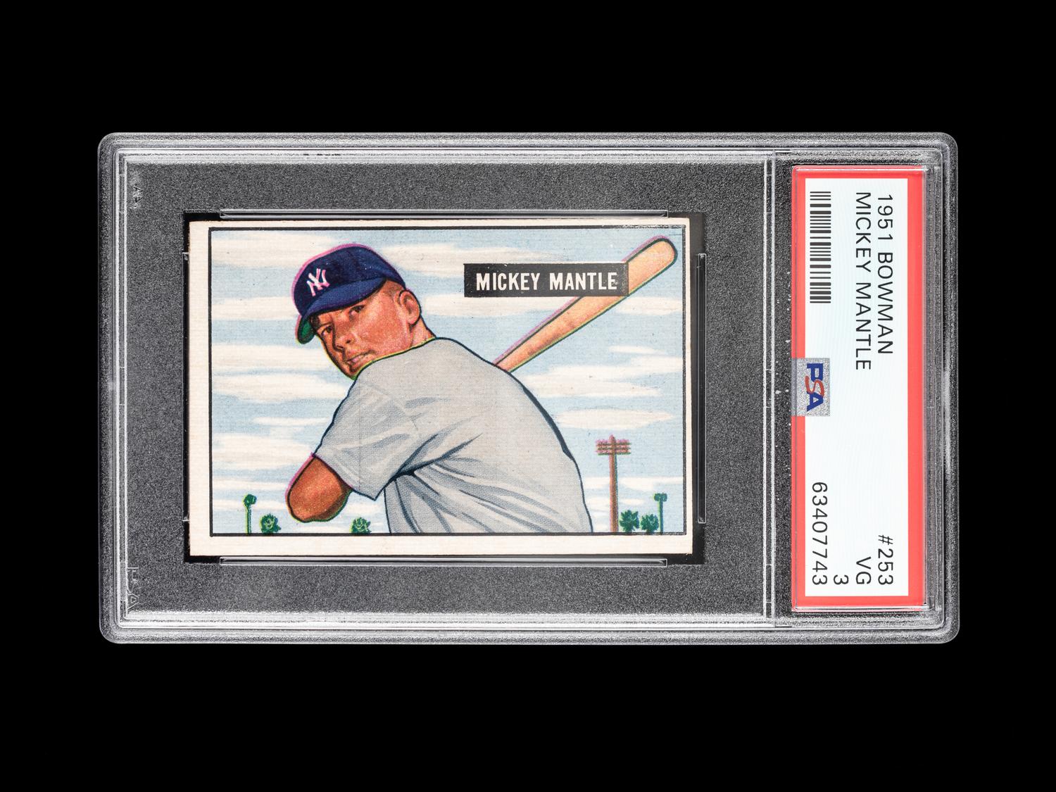 A 1951 Bowman Mickey Mantle Rookie Baseball Card No. 253 (PSA 3 VG)