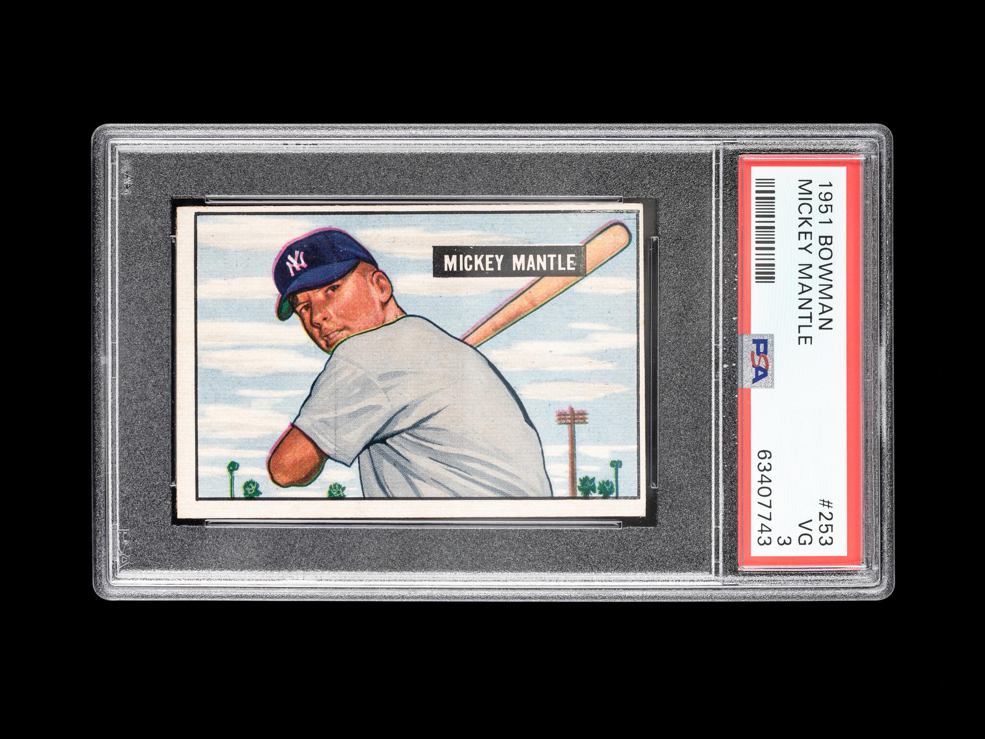 A 1951 Bowman Mickey Mantle Rookie Baseball Card No. 253 (PSA 3 VG)