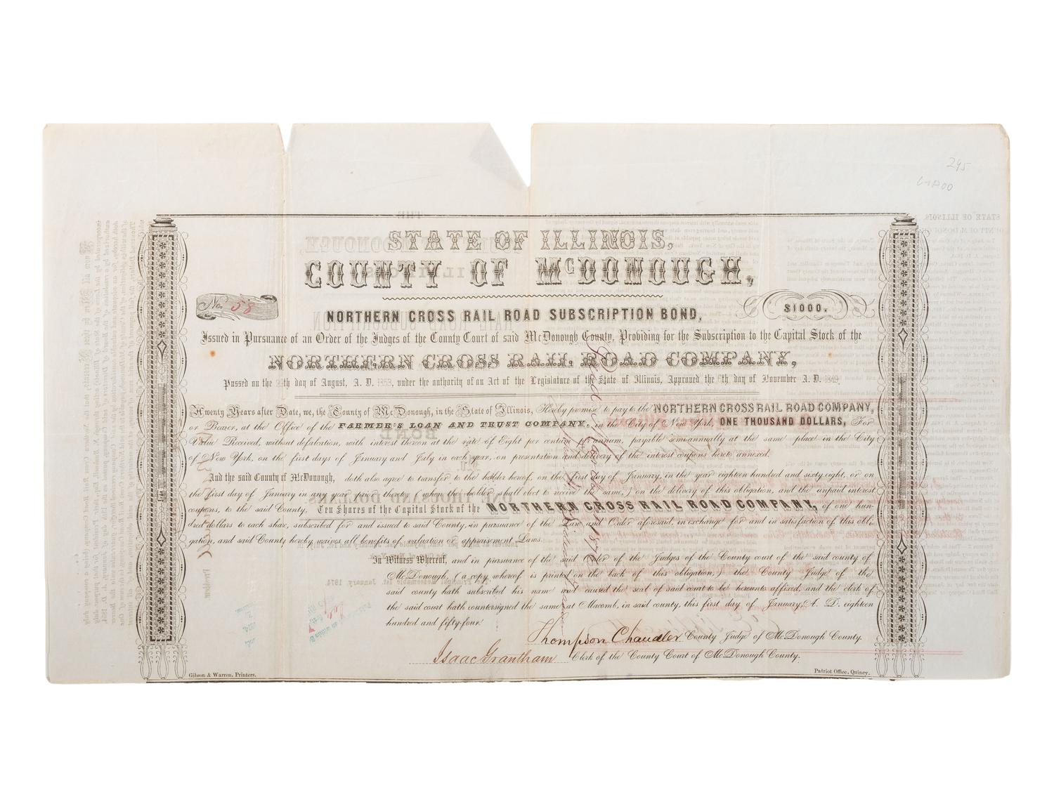 [RAILROADS]. A group of maps, pamphlets, broadsides, and other ephemera related to Illinois railroads, comprising:
