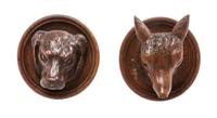 Two Black Forest Style Carved Wood Masks Height of taller 5 inches. — 20TH CENTURY