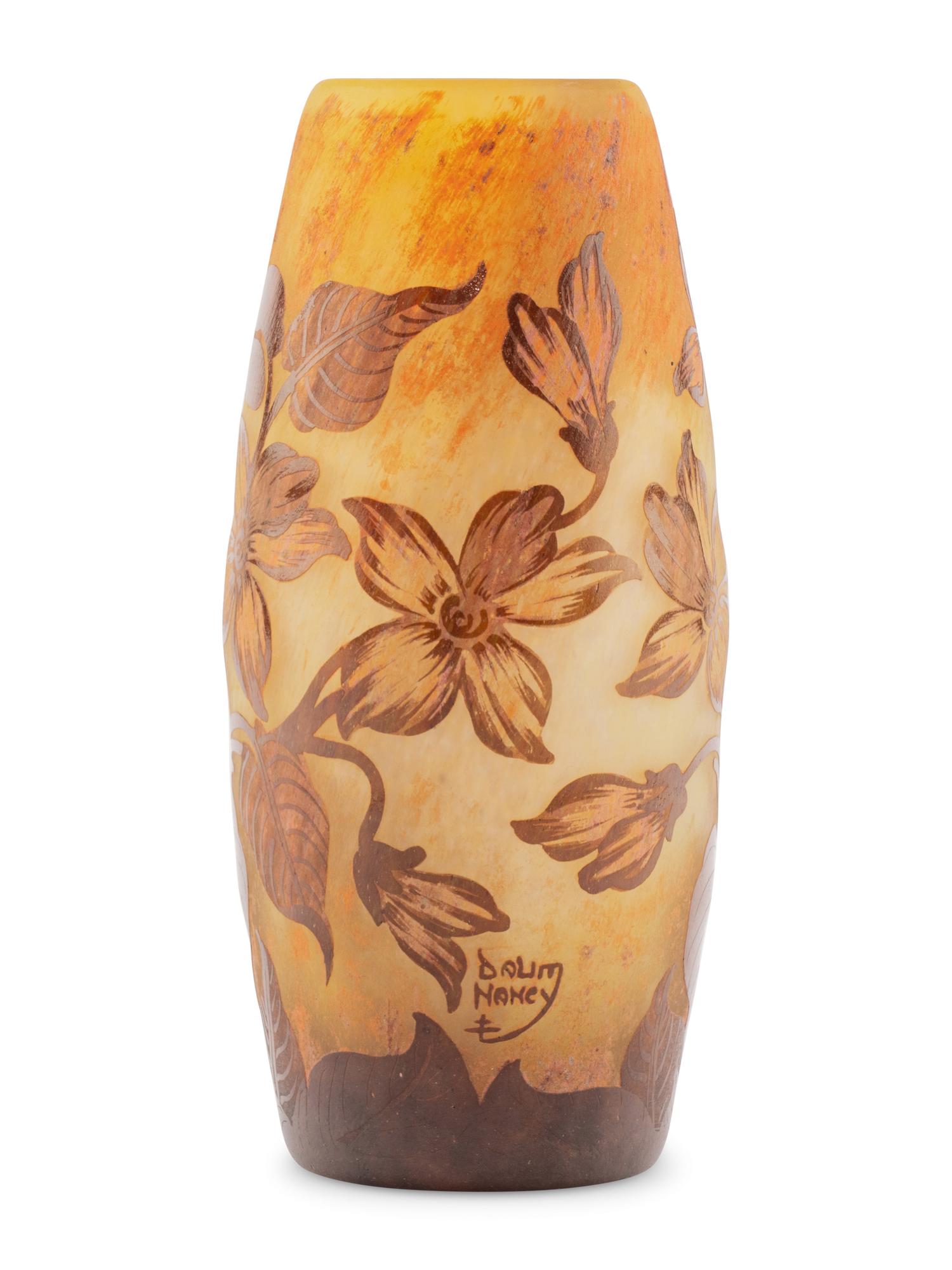 A Daum Nancy Enameled Glass Vase