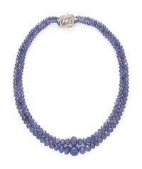 TANZANITE, DIAMOND, AND WHITE GOLD NECKLACE