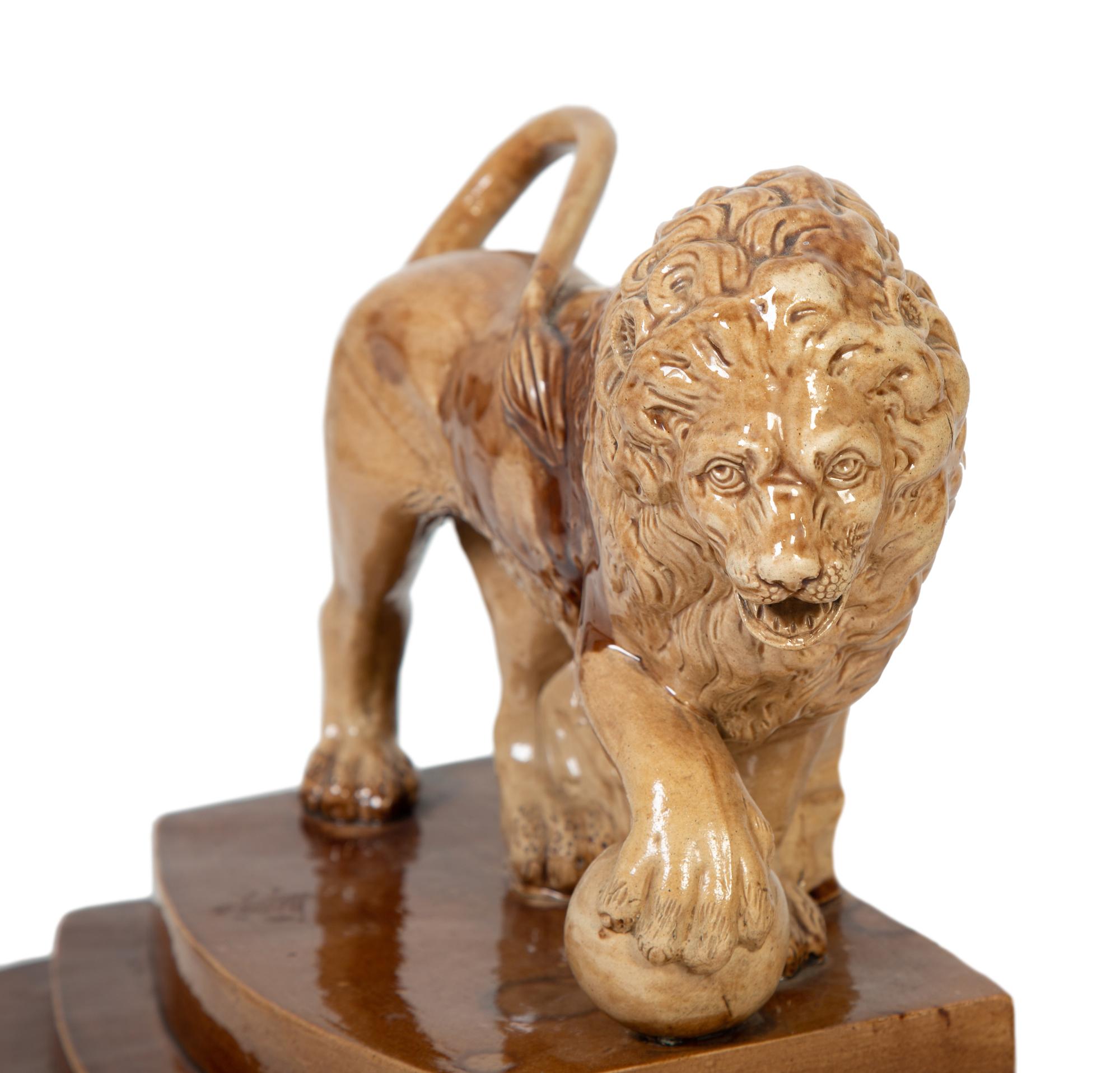 A Pair of English Glazed Pottery Medici Lions — CIRCA 1790