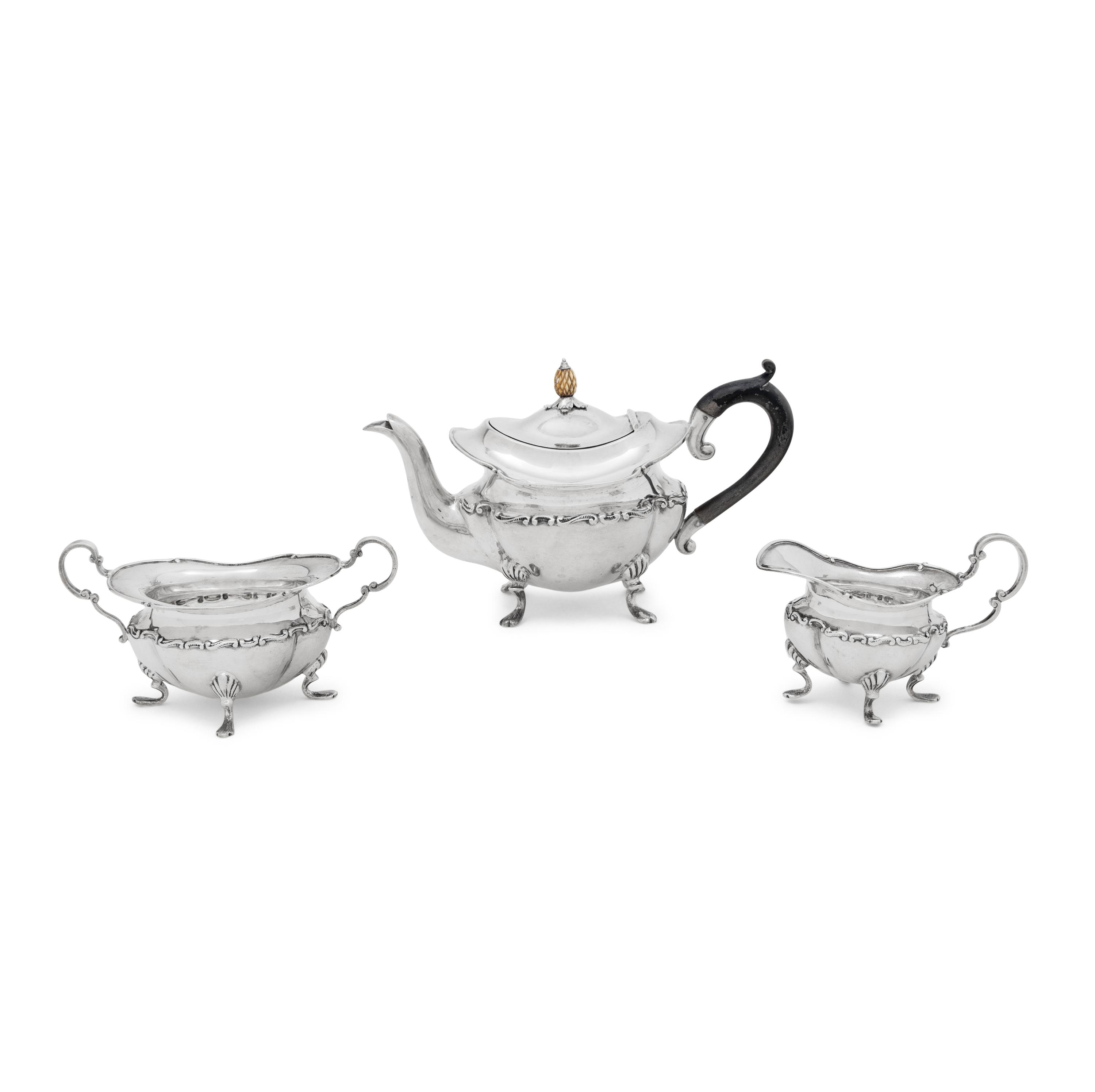 An English Silver Three-Piece Tea Service