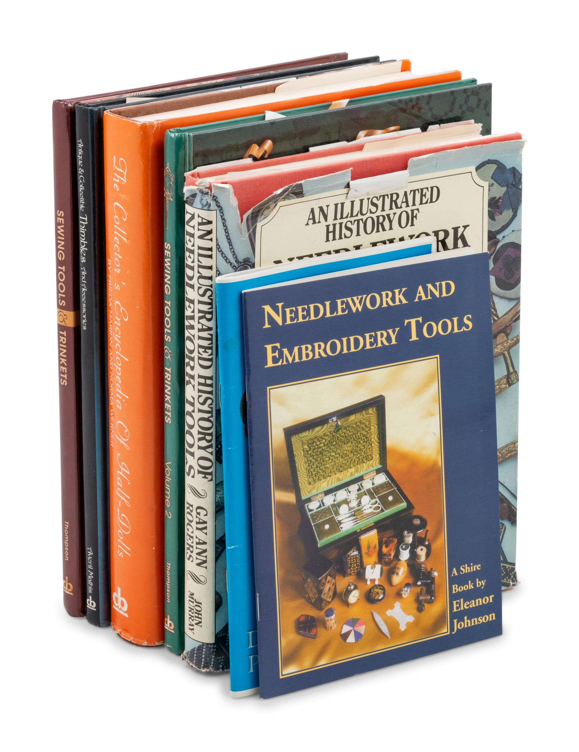 A Group of Seven Volumes Pertaining to Historic Needlework and Tools