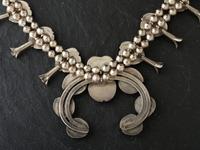 Navajo Silver and Turquoise Squash Blossom Necklace
