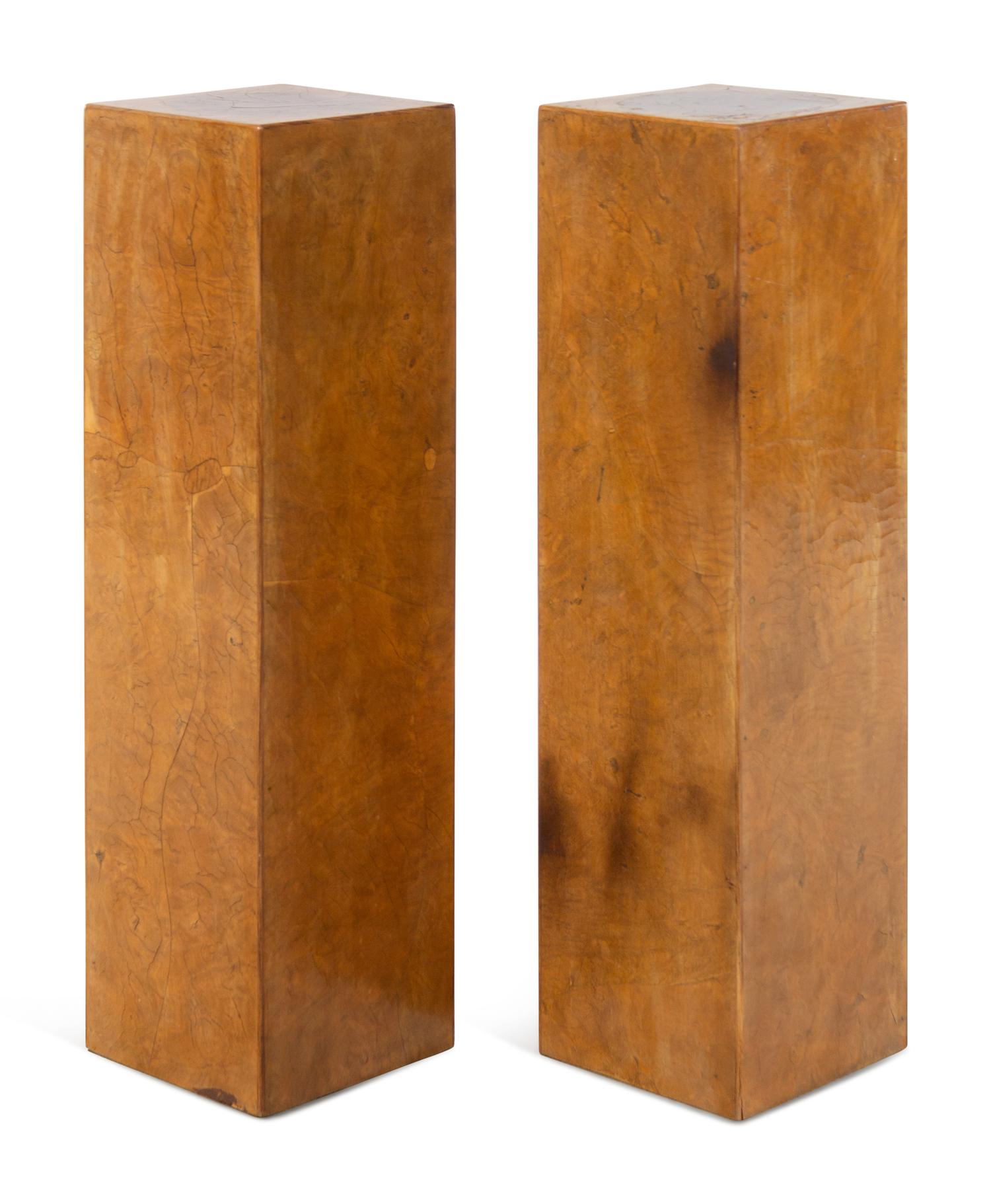 A Pair of Burl Walnut Pedestals
