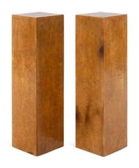 A Pair of Burl Walnut Pedestals