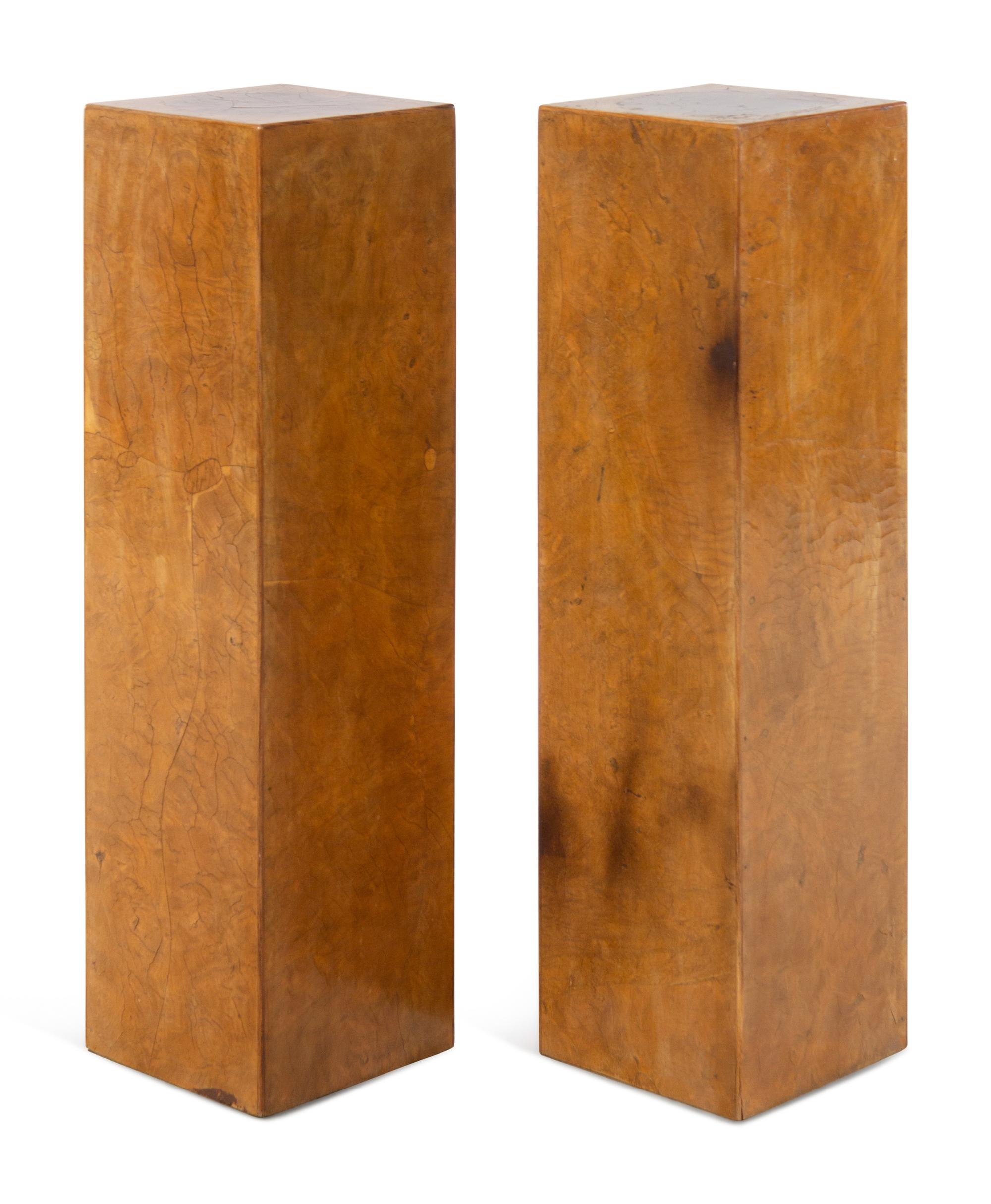 A Pair of Burl Walnut Pedestals
