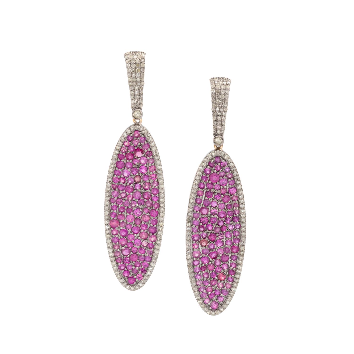 PINK SAPPHIRE AND DIAMOND EARRINGS