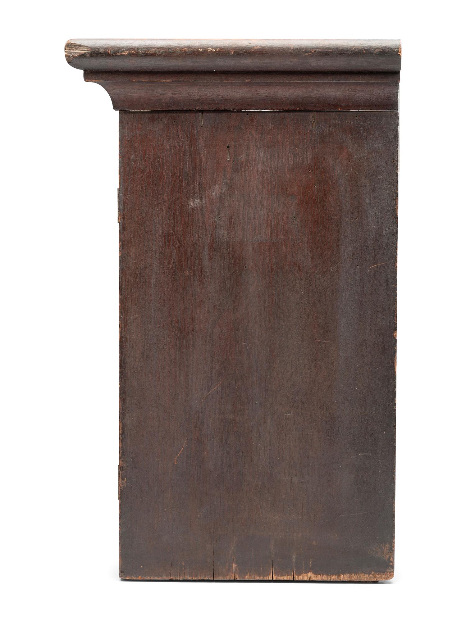 A Stoneware Merchant's Walnut Hanging Cupboard
