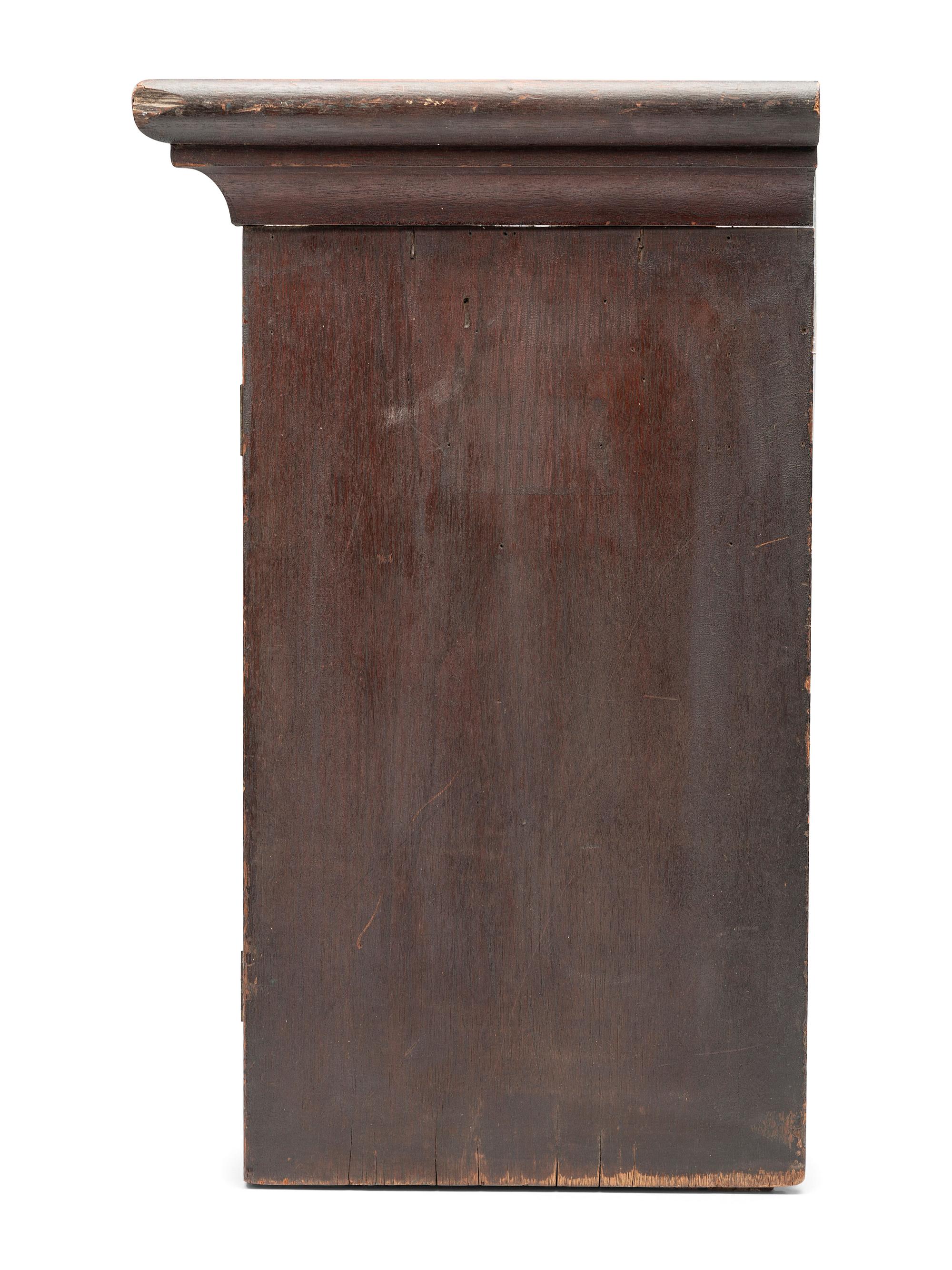A Stoneware Merchant's Walnut Hanging Cupboard