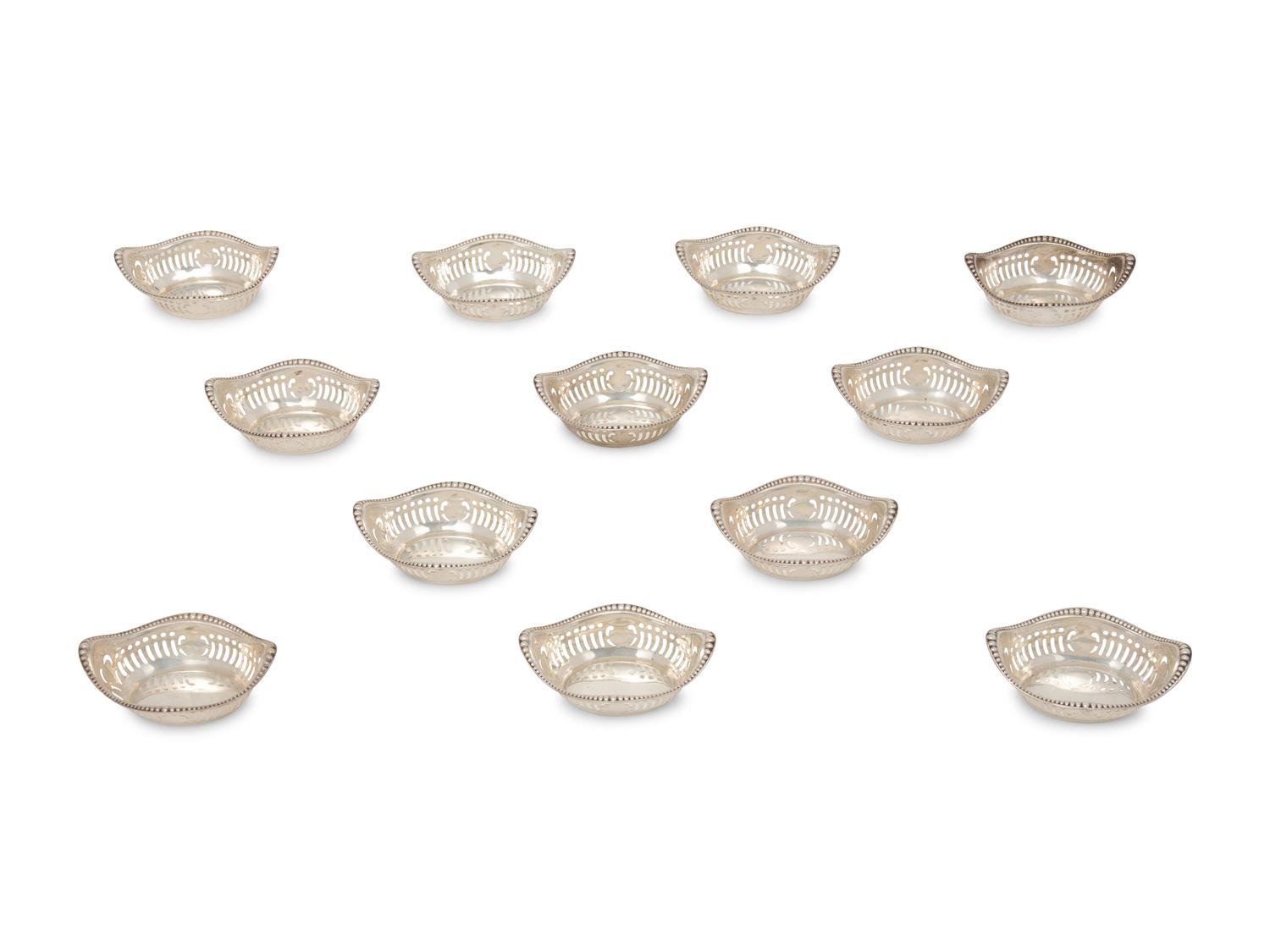A Set of Twelve American Silver Nut Dishes