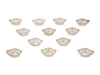 A Set of Twelve American Silver Nut Dishes