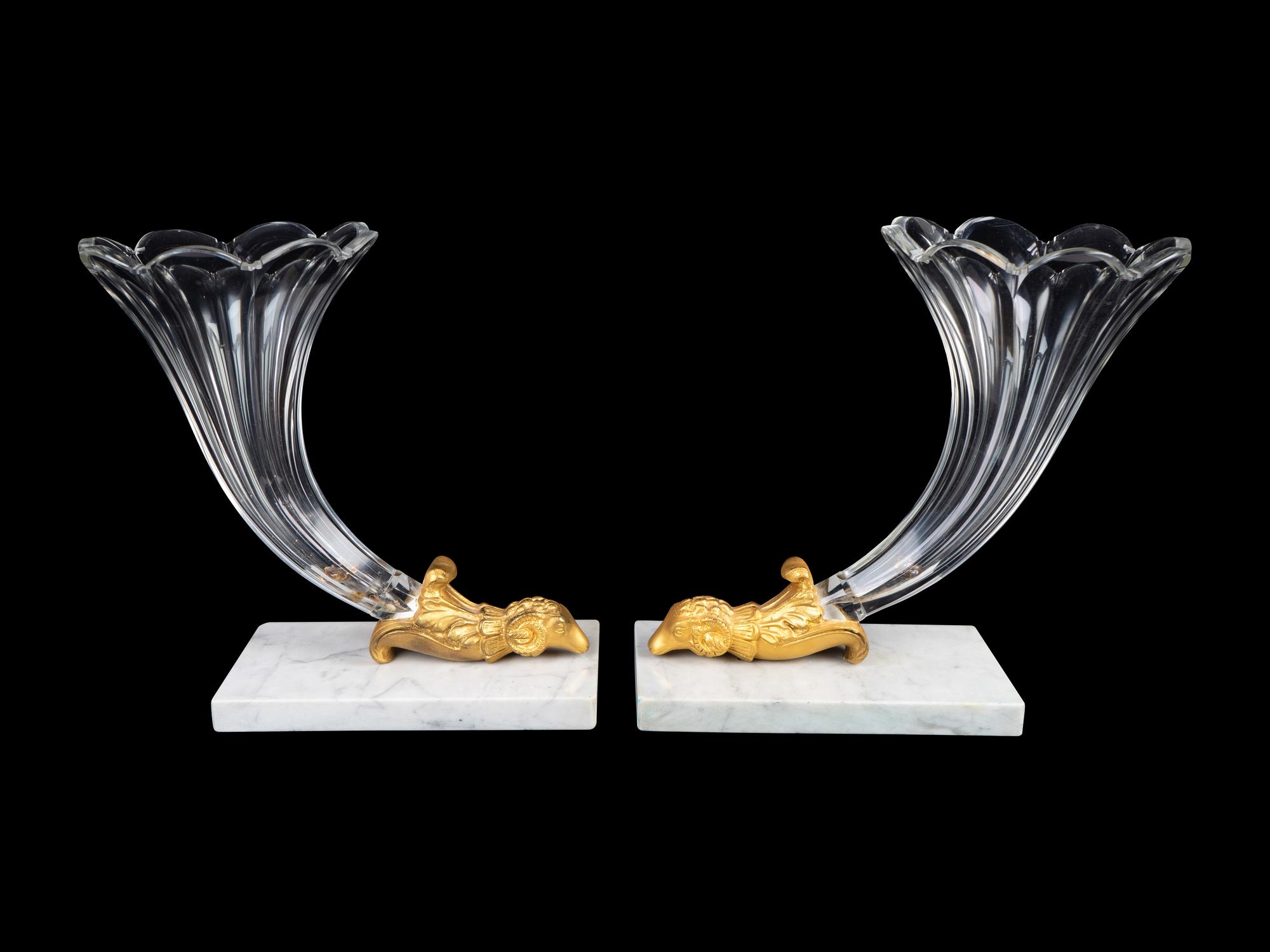 A Pair of Empire Style Glass Cornucopia Vases — 19TH/20TH CENTURY