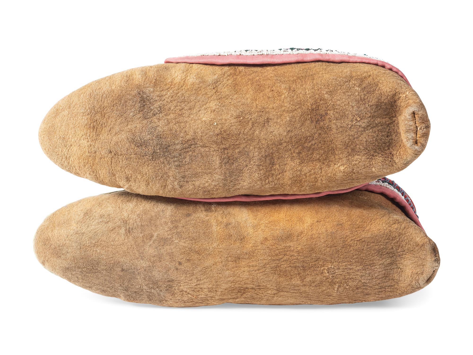 Maliseet Beaded Hide Moccasins