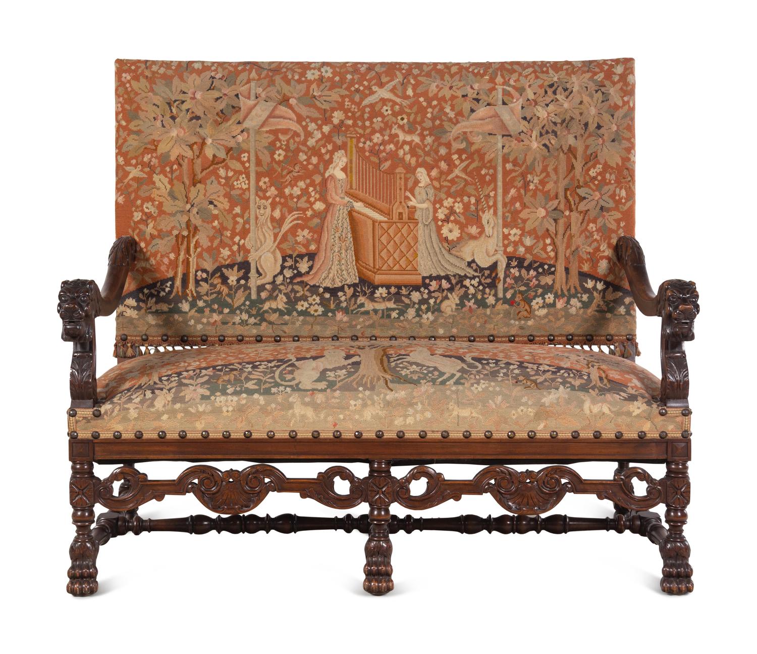A Renaissance Revival Carved Walnut Parlor Suite