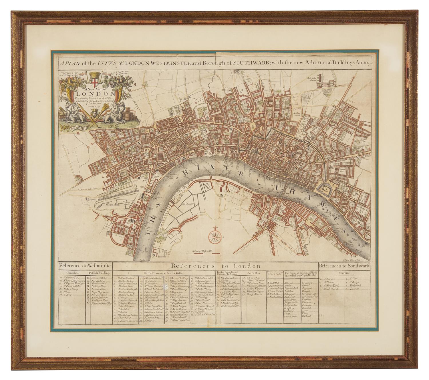 [Maps & Atlases] Senex, John. A Plan of the City's of London, Westminster and Borough of Southwark; with the new Additional Buildings: Anno 1720