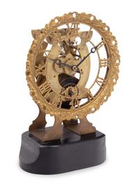 An American Brass Skeleton Clock