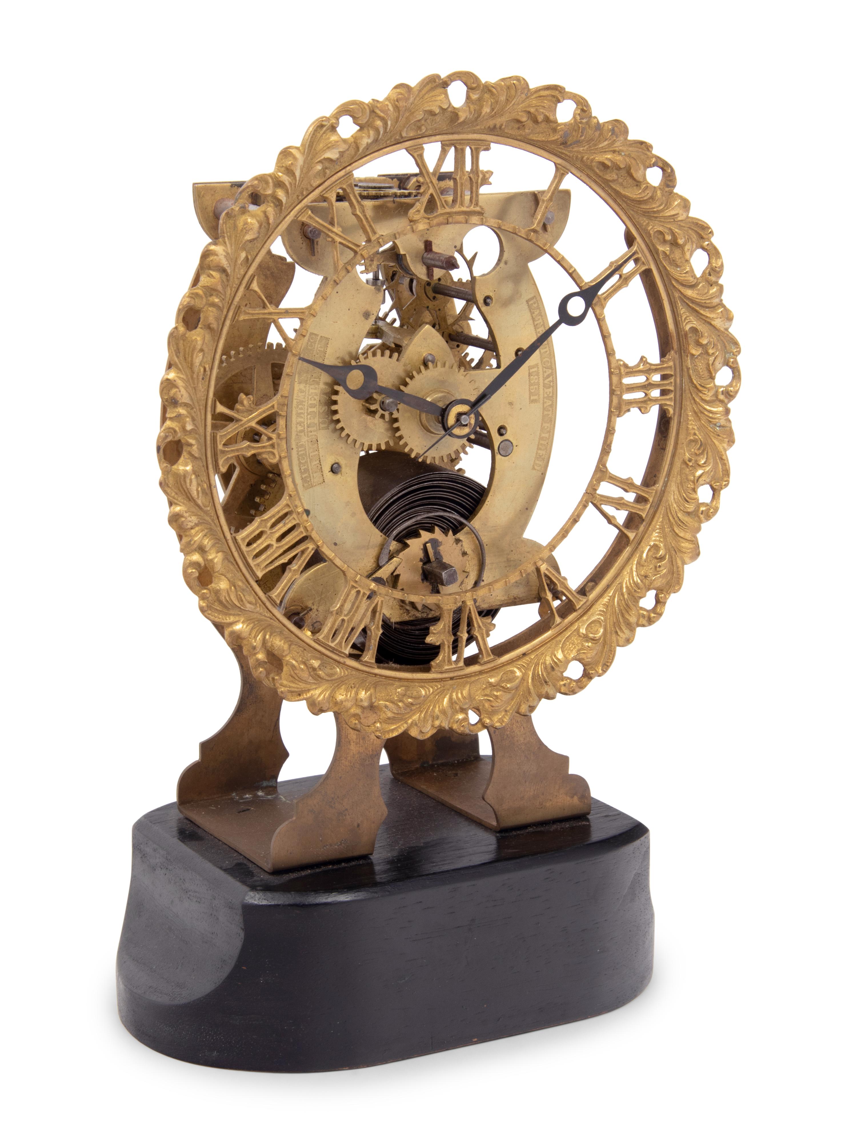 An American Brass Skeleton Clock