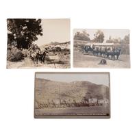 [STAGECOACHES]. A group of 3 California stagecoach photographs, comprising: