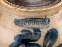 Three Cobalt Decorated Stoneware Vessels