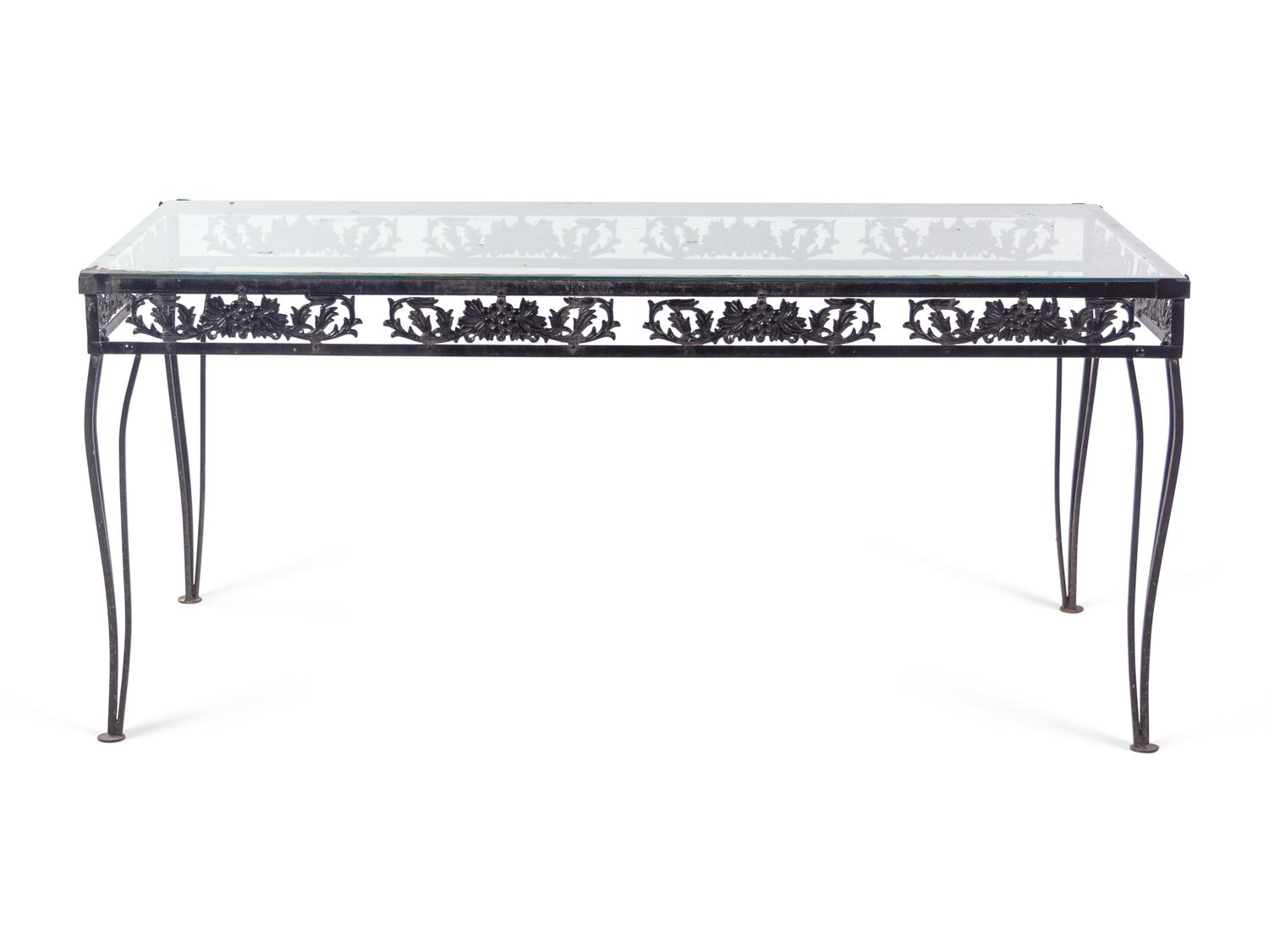 A Metal Garden Dining Table and Six Chairs
