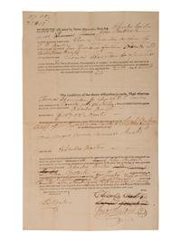[ENSLAVEMENT]. 2 bonds placing liens on enslaved persons as property. Mecklenburg Co., [NC], 1820s.