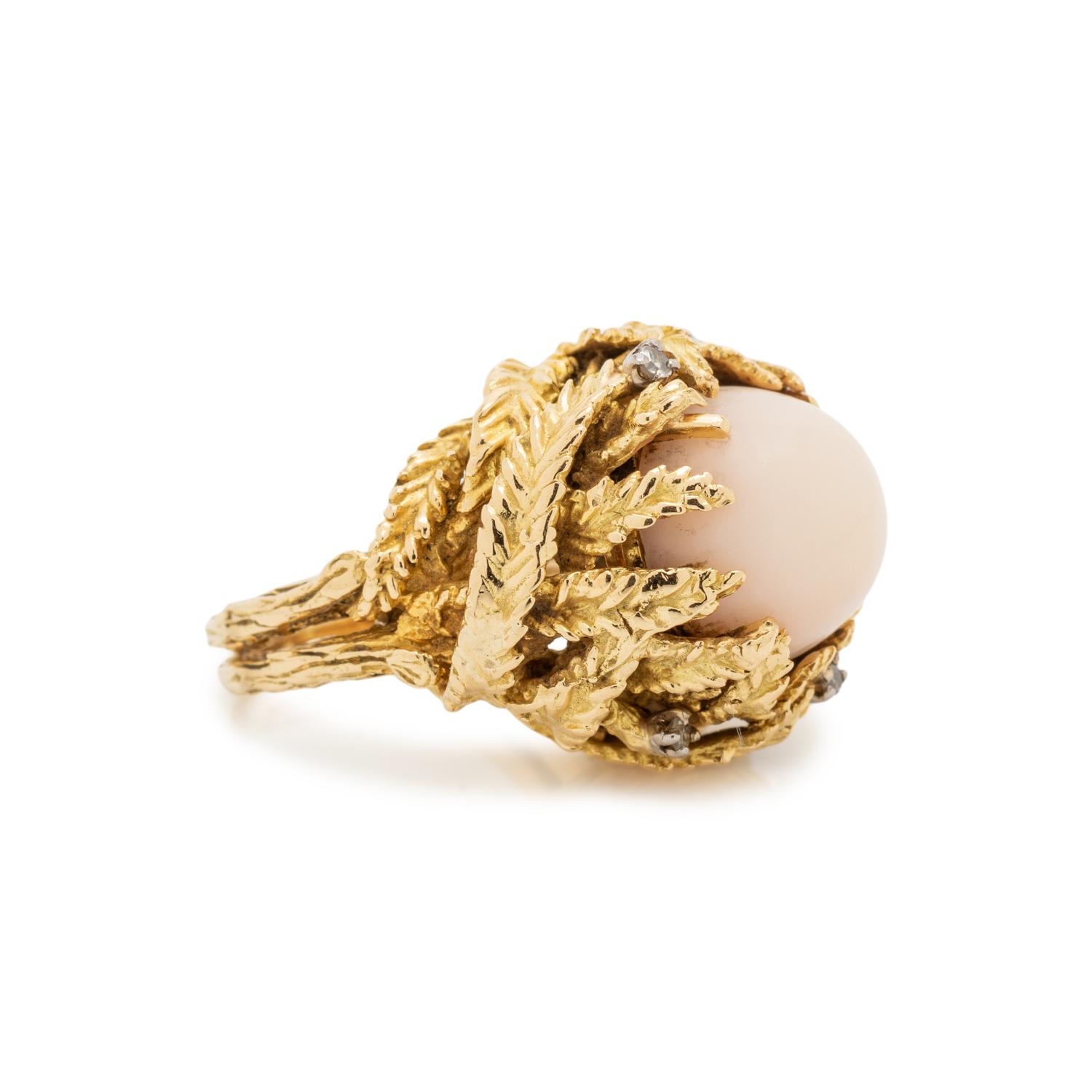 SOLD: ANGEL SKIN CORAL AND DIAMOND RING