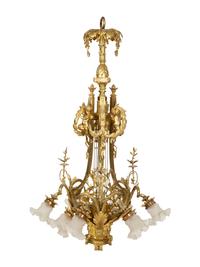 A Belle Epoch Gilt Bronze Nine-Light Chandelier